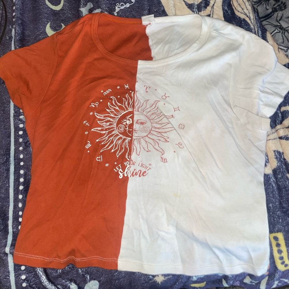 Orange and White Sun and Moon Graphic Tee